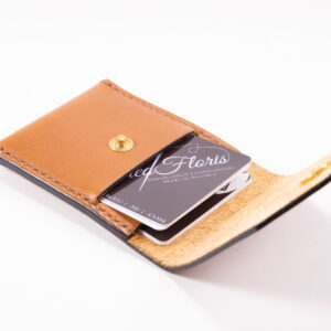 Tinier Pouch - Slim pocket card wallets Handmade from European Leather. 4-8 card wallets made from Vegetable-tanned leather available in cognac color. Sizes 70 mm & 80mm wallet leather made in Sweden.