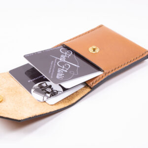 Tinier Pouch - Slim pocket card wallets Handmade from European Leather. 4-8 card wallets made from Vegetable-tanned leather available in cognac color. Sizes 70 mm & 80mm wallet leather made in Sweden.