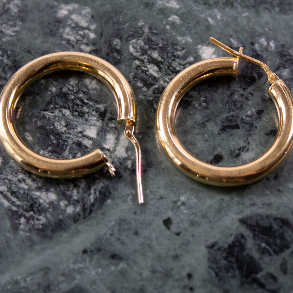 Product image of FredFloris thick & chunky, gold & platinum plated silver hoop earrings