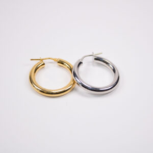 Product image of FredFloris thick & chunky, gold & platinum plated silver hoop earrings