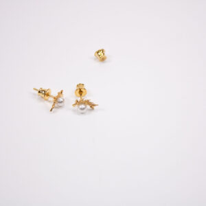 Product image of FredFloris small stud gold plated silver pearl earrings