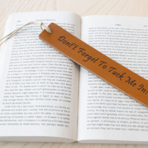 Laser engraved leather bookmark made from Full-grain European Leather made in Sweden tanned in Italy