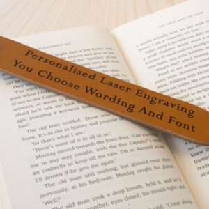 Laser engraved leather bookmark made from Full-grain European Leather made in Sweden tanned in Italy