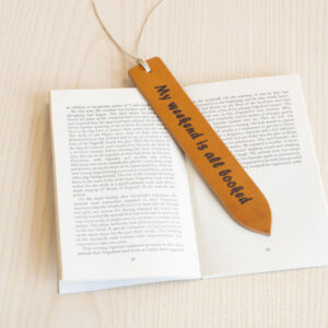 Laser engraved leather bookmark made from Full-grain European Leather made in Sweden tanned in Italy