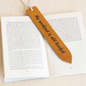 Laser engraved leather bookmark made from Full-grain European Leather made in Sweden tanned in Italy