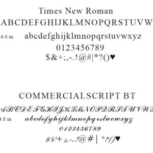 Fonts available for heat pressing