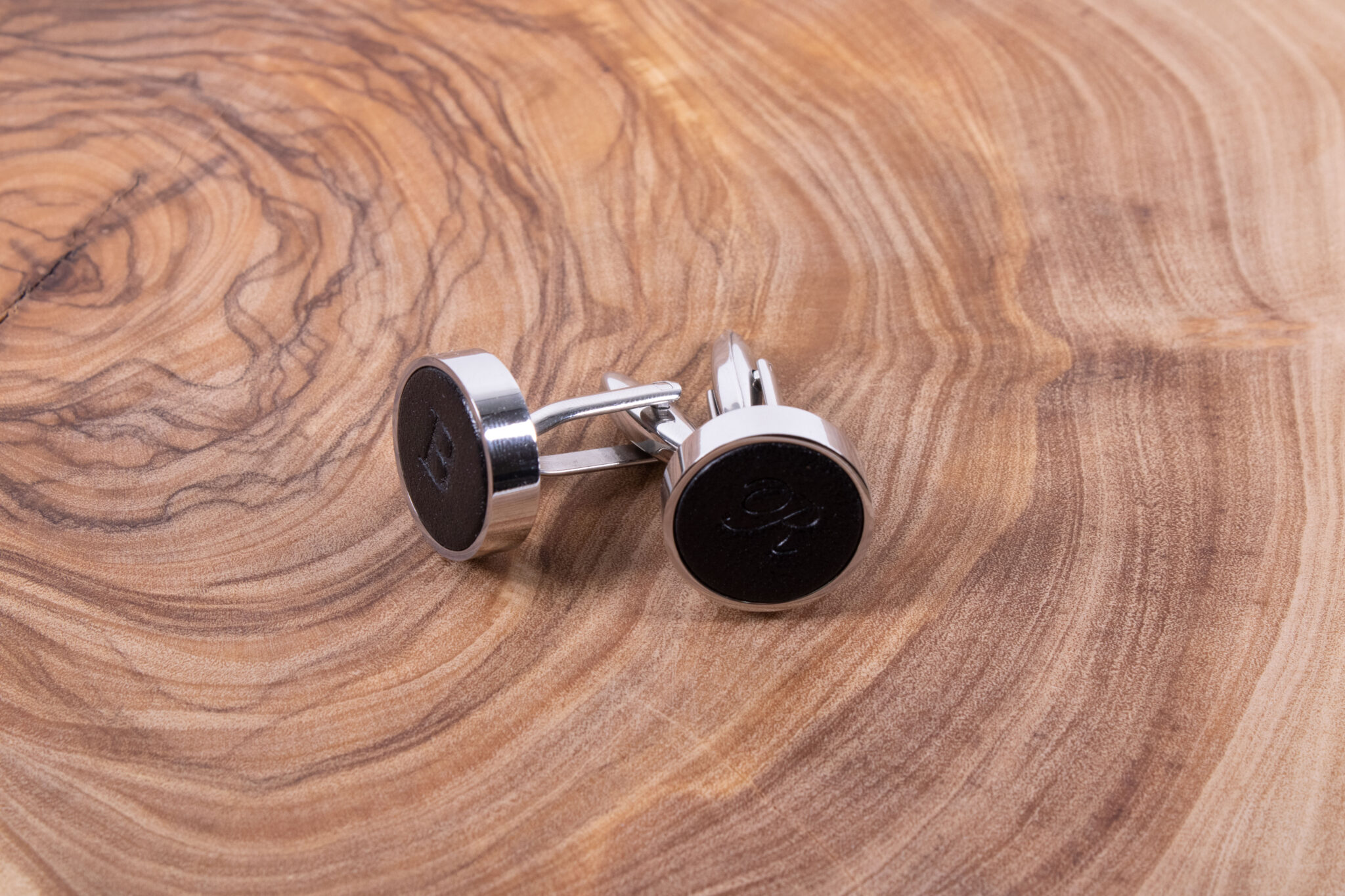 Product image of FredFloris black leather shirt cufflinks