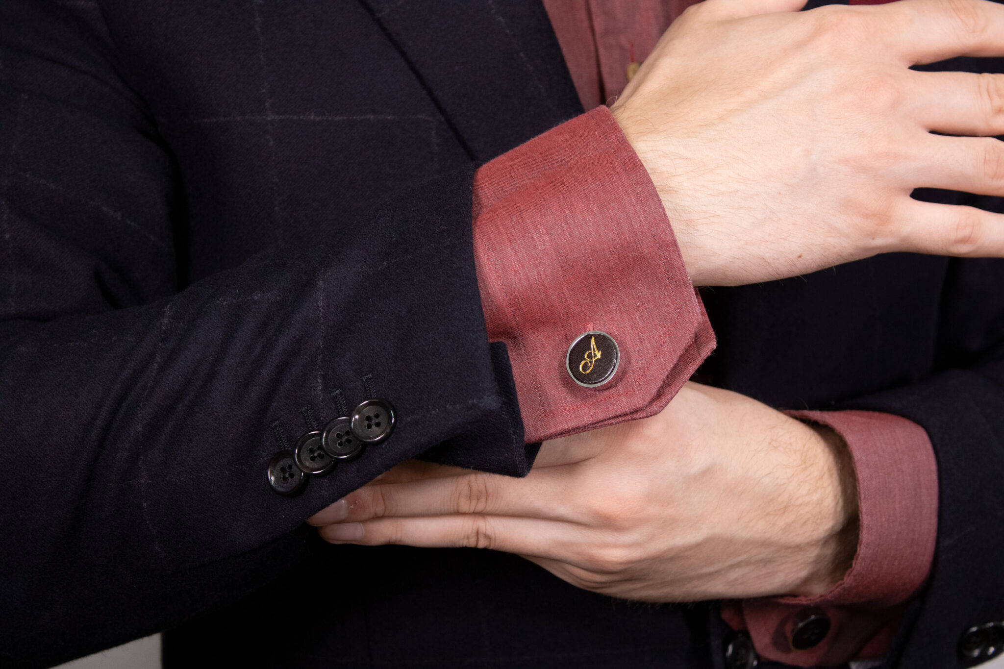 Product image of FredFloris Dark Brown leather shirt cufflinks