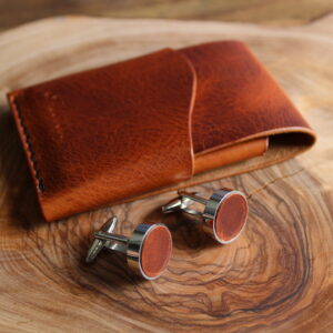 Product image of FredFloris Cark Cognac leather shirt cufflinks