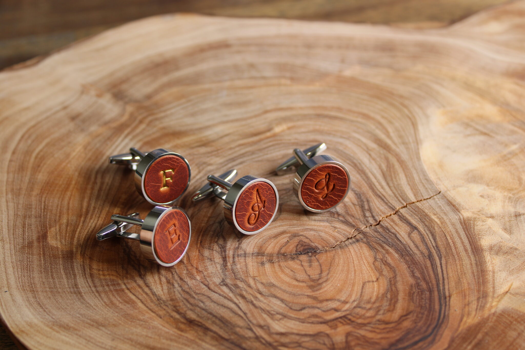 Product image of FredFloris Cark Cognac leather shirt cufflinks