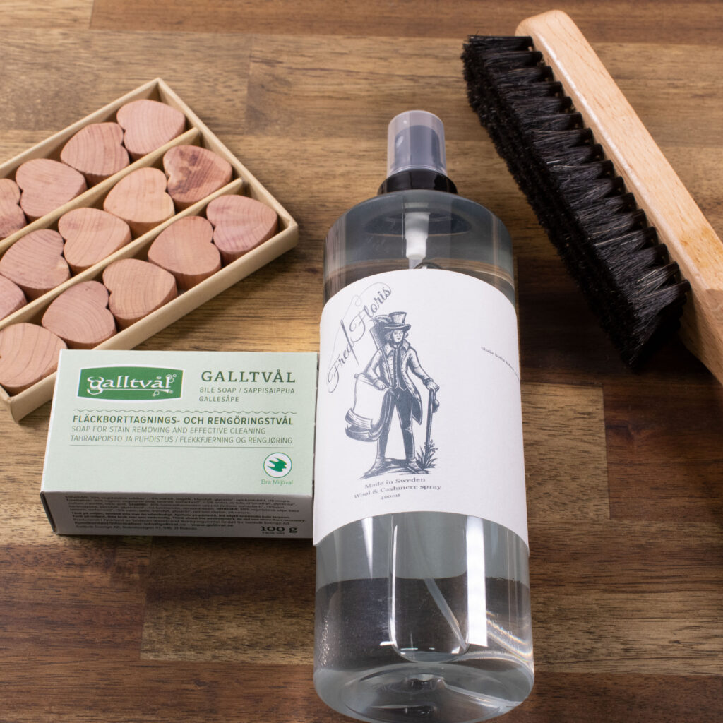 Product image of FredFloris horse hair clothes brush, all natural, organic Bile Soap, Cashmere / Wool spray