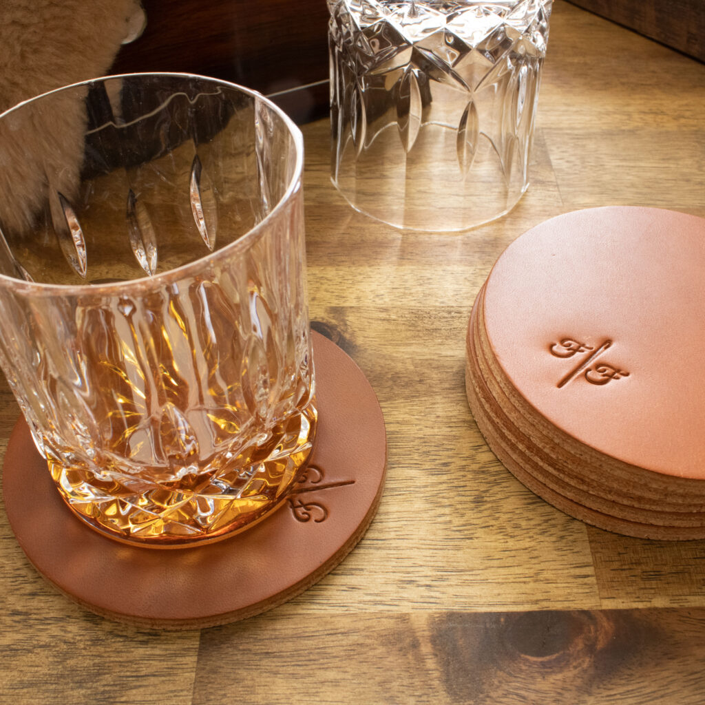 Product image of FredFloris Brown leather drink coasters