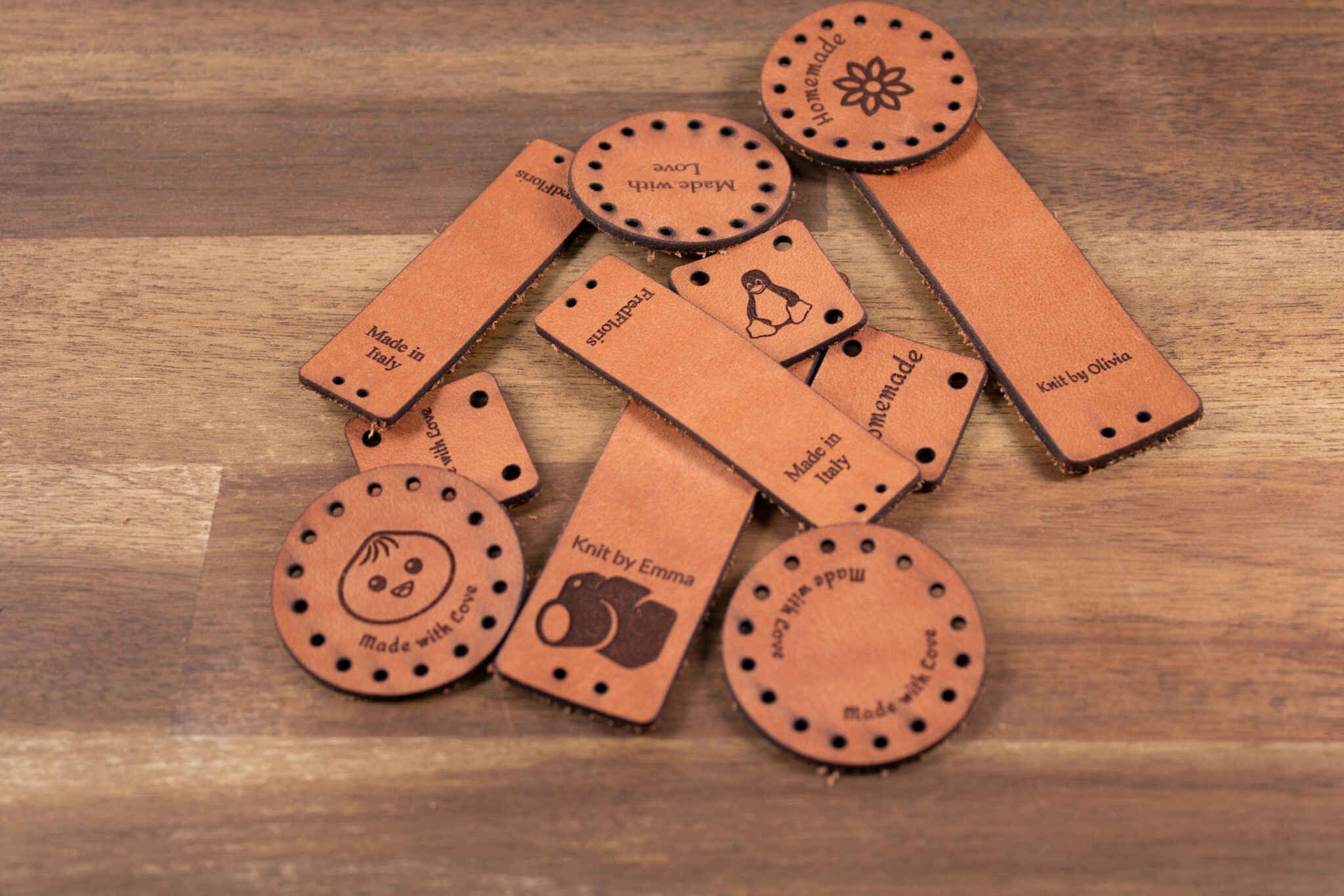 Product image of FredFloris Custom Personalised Leather crochet Labels DIY