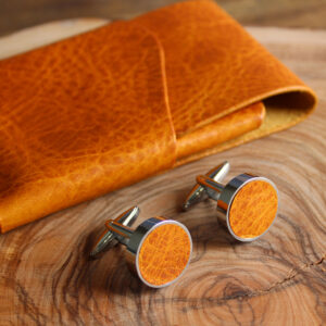 Product image of FredFloris Brown leather shirt cufflinks