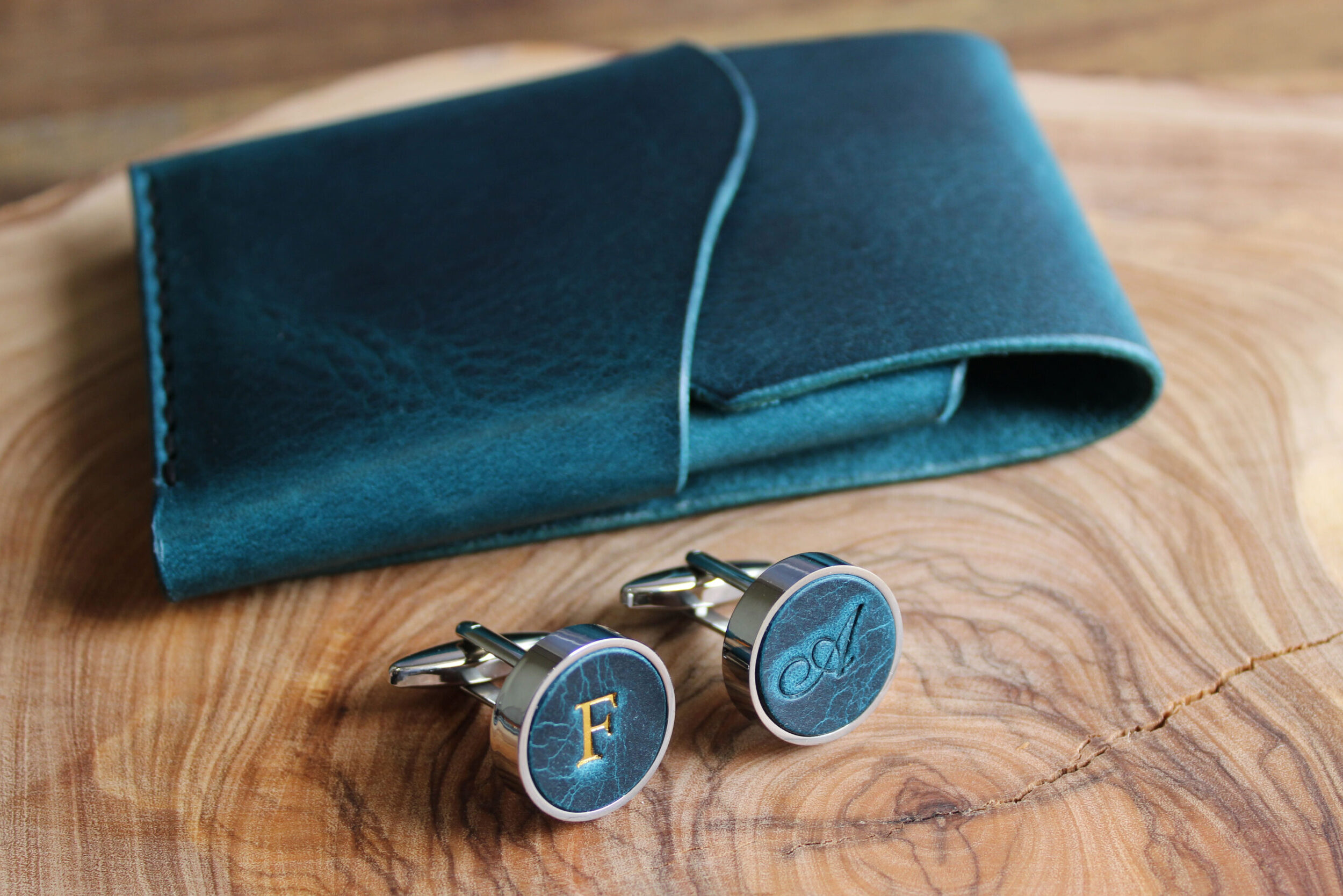 Imagen del producto FredFloris Gemelos de camisa de cuero Petrol