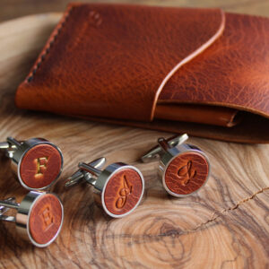 Product image of FredFloris Cark Cognac leather shirt cufflinks