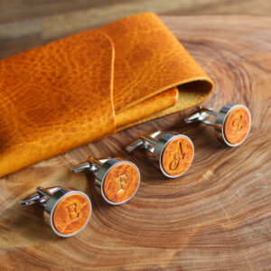 Product image of FredFloris Brown leather shirt cufflinks