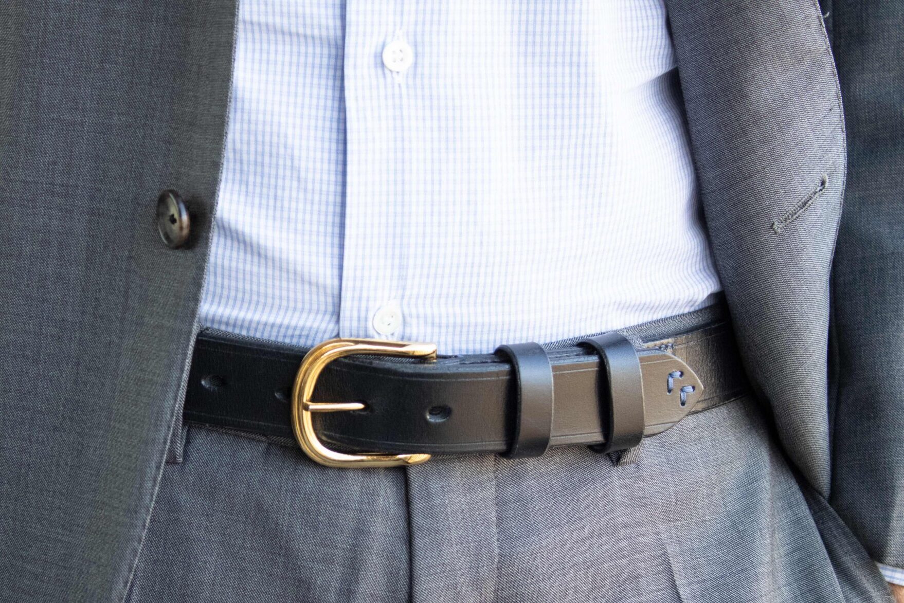 Tuotekuva FredFloris käsintehty musta nahkainen miesten vyöstä