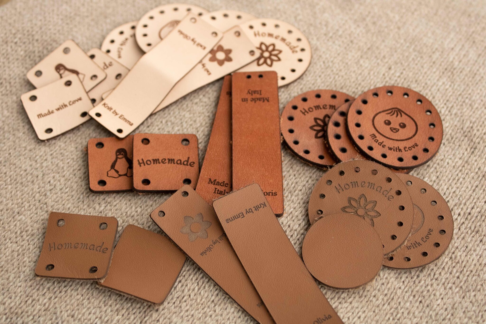 Product image of FredFloris Custom Personalised Leather crochet Labels DIY