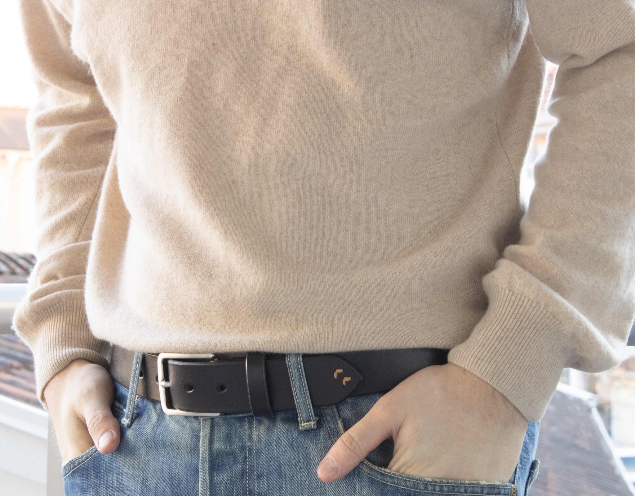 Product image of FredFloris handmade black leather mens belt