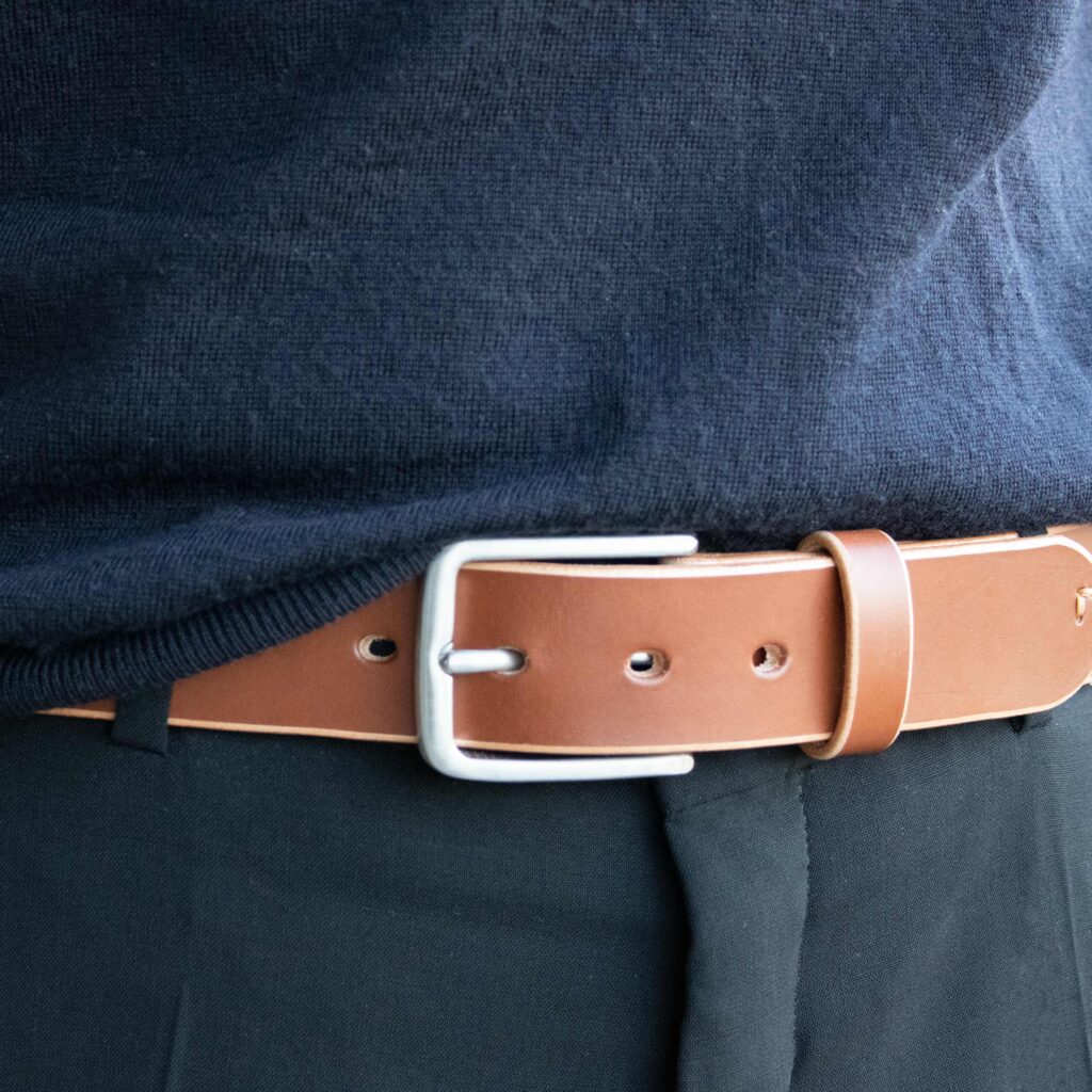 Imagen del producto FredFloris Cinturón de piel para hombre Cognac hecho a mano